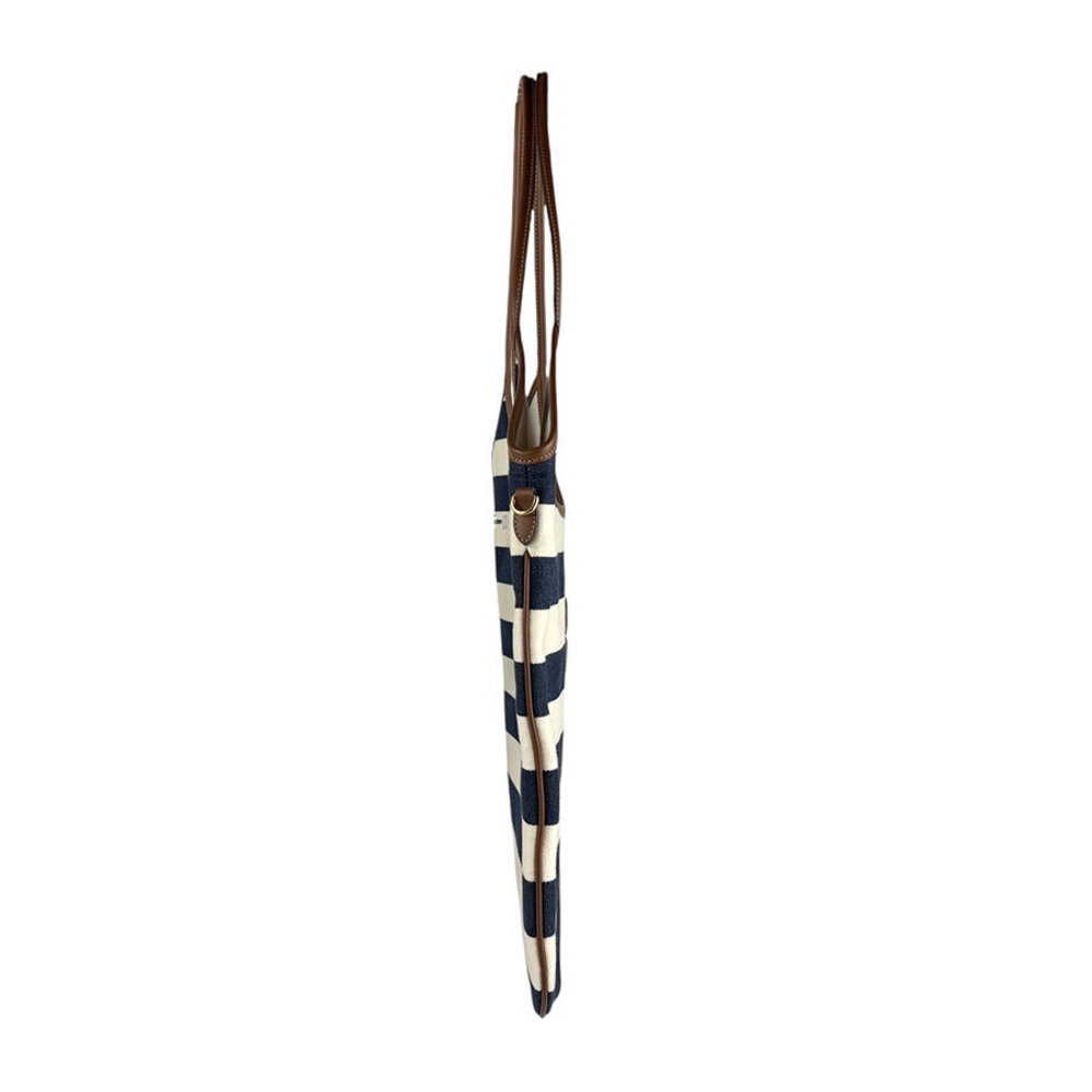 Miu Miu blue bag canvas brown leather White shoulder